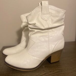White ankle booties